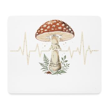 Fliegenpilz Herzschlag Pilzesammeln Wald T-Shirt - Mousepad (Querformat) - Weiß - Vorne