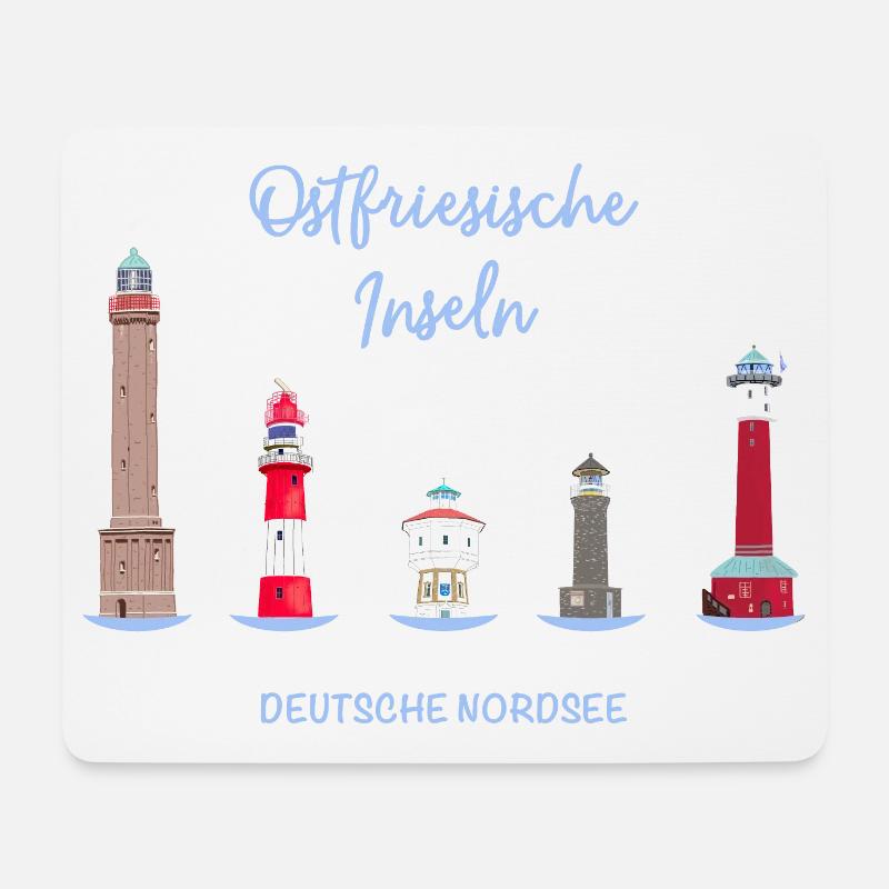 5 Ostfriesische Inseln, Deutsche Nordsee - Mousepad (Querformat) - Weiß