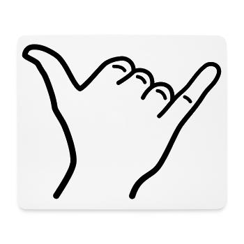 Shaka Hand Icon Outline Surfing Hawaii Greeting - Mouse Pad (horizontal) - white - Front