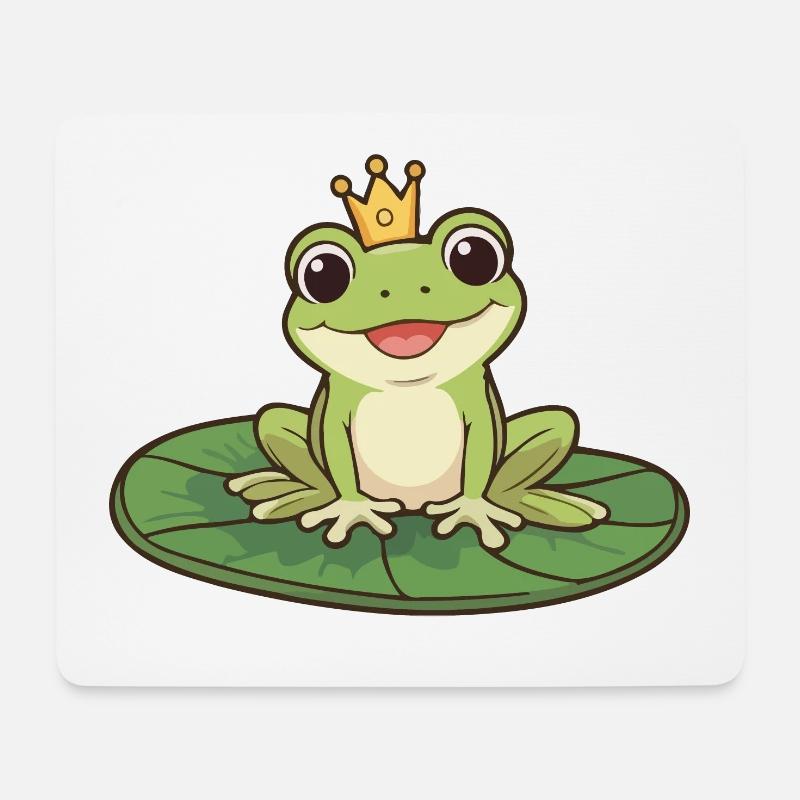 Froschkönig auf Seerose - Mousepad (Querformat) - Weiß