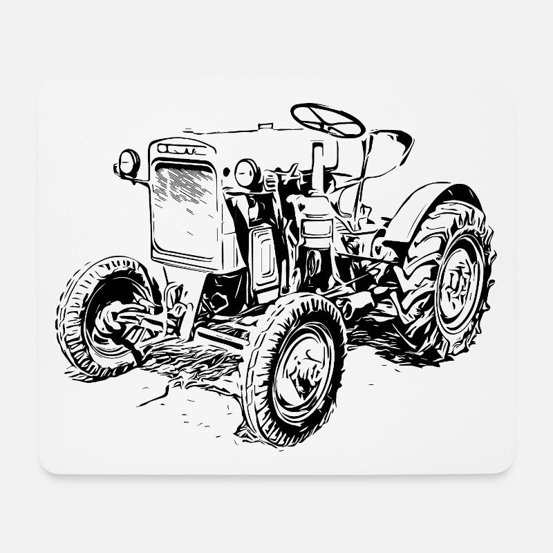 Grüner Traktor Klassiker - Mousepad (Querformat) - Weiß