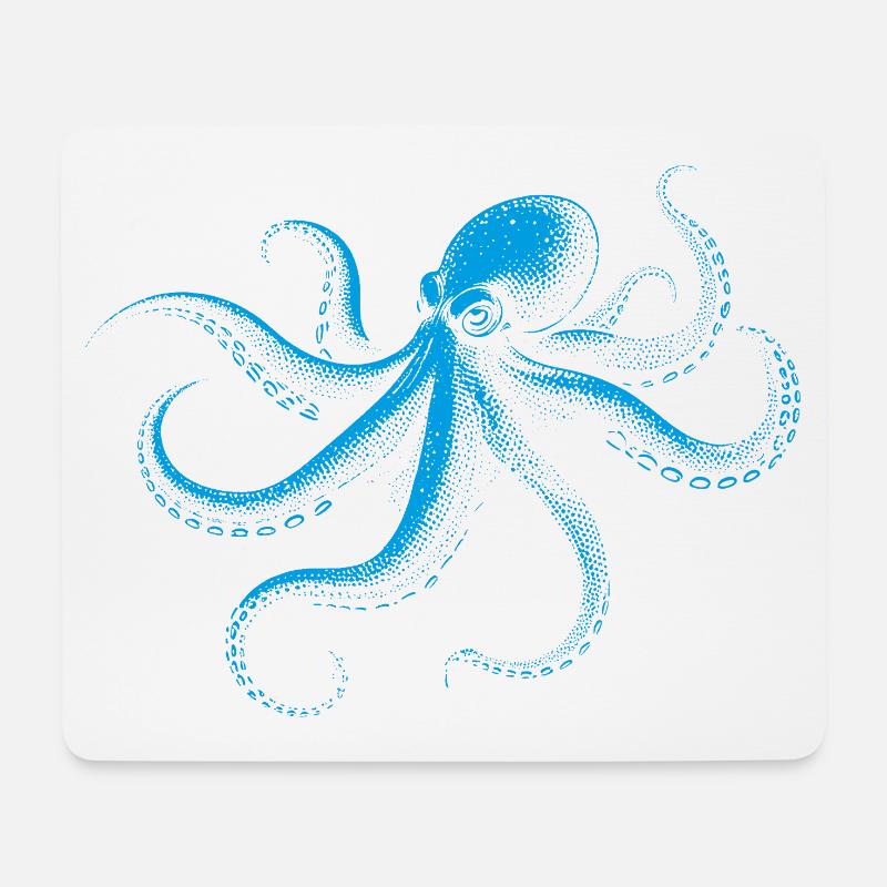 Oktopus in Monochrom - Mousepad (Querformat) - Weiß