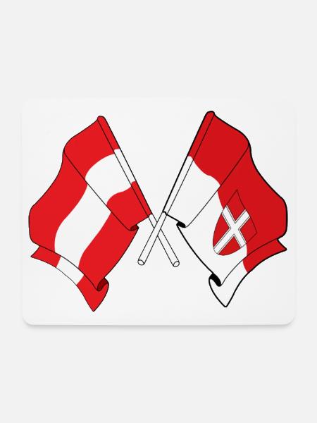 Österreich & Wien-Kreuzflaggen - Mousepad (Querformat) - Weiß