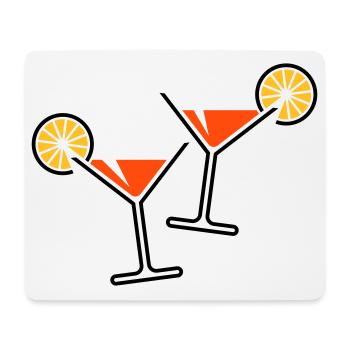 2 Cocktailgläser / Cocktail / Martini + (Orange) - Mousepad (Querformat) - Weiß - Vorne
