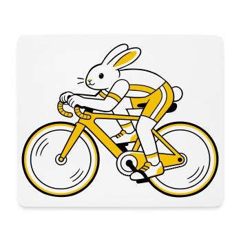 Lièvre sur un vélo de course - Tapis de souris (format paysage) - blanc - Devant