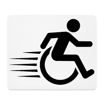 Utilisateur de fauteuil roulant en déplacement # - Tapis de souris (format paysage) - blanc - Devant