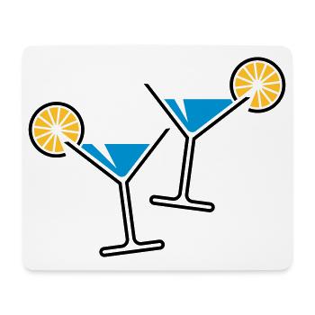 2 Cocktailgläser / Cocktail / Martini + (Hellblau) - Mousepad (Querformat) - Weiß - Vorne
