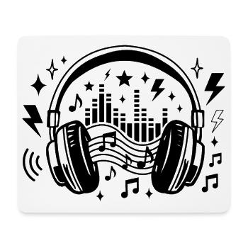 Musique, casques, Ondes sonores graphiques, Amateur de musique - Tapis de souris (format paysage) - blanc - Devant