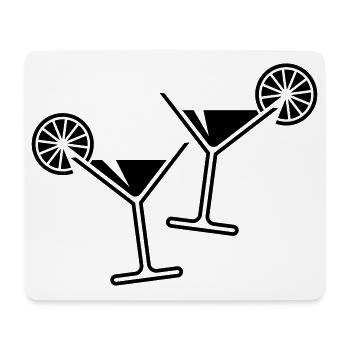 2 verres cocktail / cocktail / martini + (noir) - Tapis de souris (format paysage) - blanc - Devant
