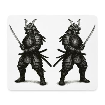 Doppel-Samurai Schattenrüstung - Mousepad (Querformat) - Weiß - Vorne