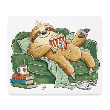 Chilliges Faultier I Sofa Popcorn Couch Humor - Mousepad (Querformat) - Weiß - Vorne