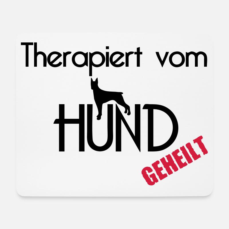 Therapiert vom Hund Hunde Tier Haustier Geschenk - Mousepad (Querformat) - Weiß