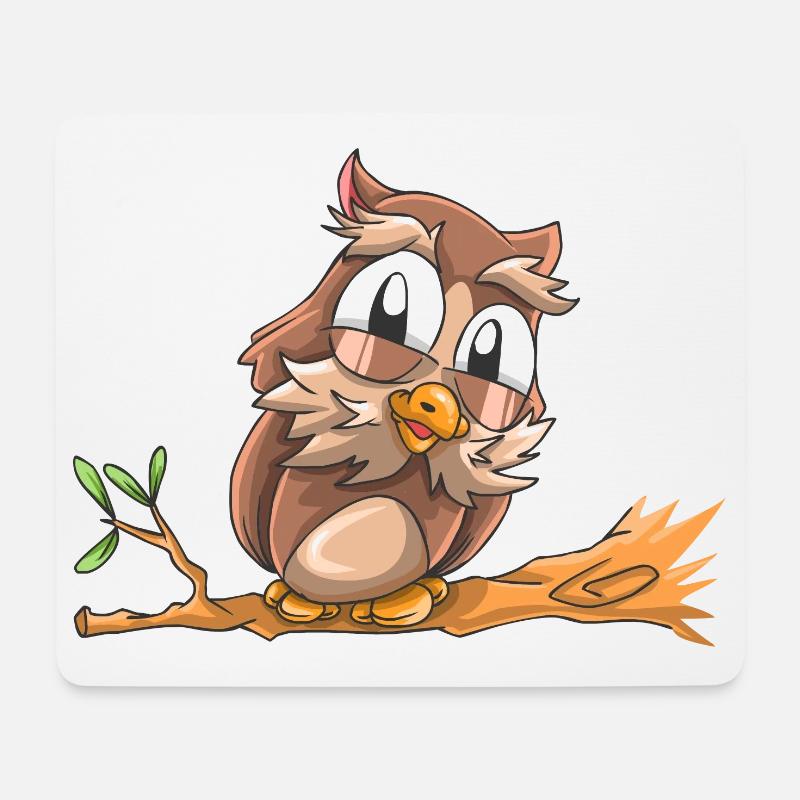 Lachende Eule - Mousepad (Querformat) - Weiß