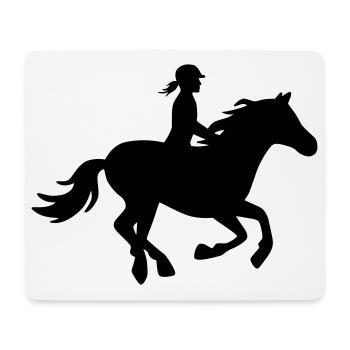 Silhouette Reiterin auf galoppierendem Pferd - Mousepad (Querformat) - Weiß - Vorne
