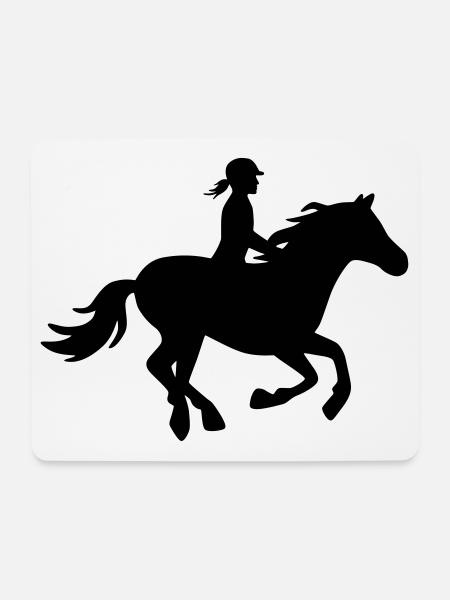 Reiterin auf galoppierendem Pferd - Mousepad (Querformat) - Weiß