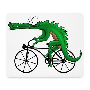 Crocodile with bike - Mouse Pad (horizontal) - white - Front