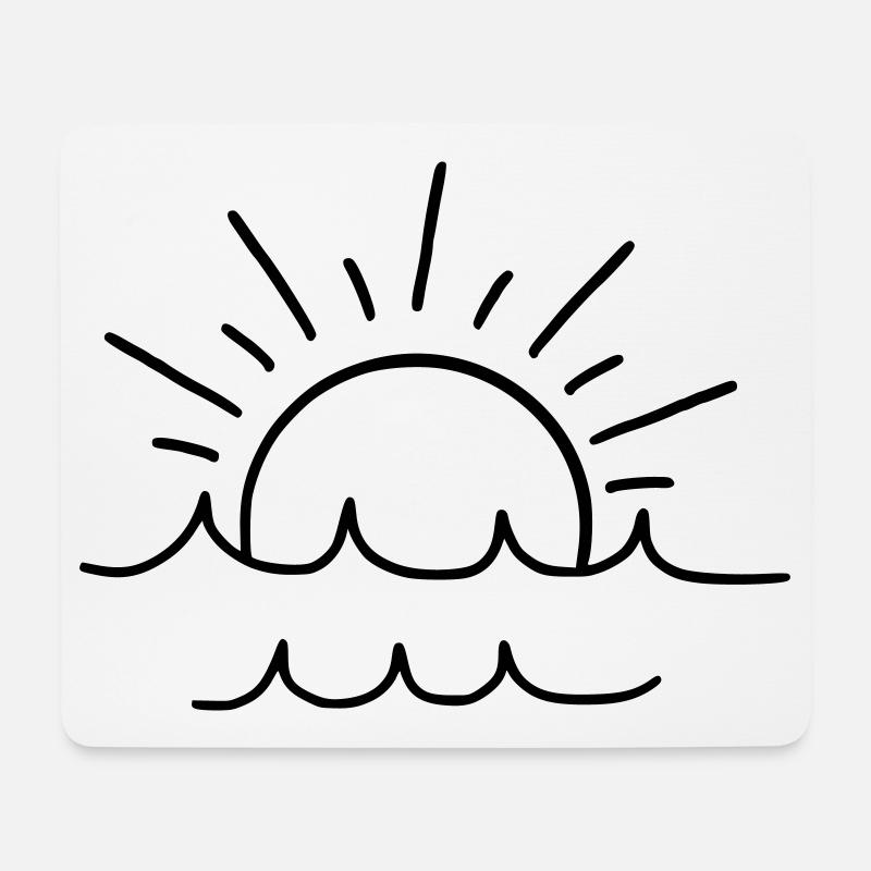 Soleil et vagues - Tapis de souris (format paysage) - blanc