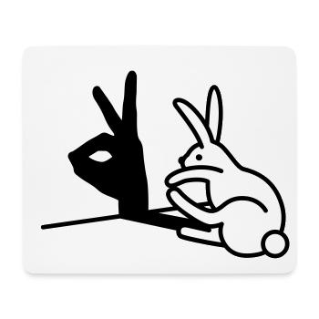 Drôle Lapin main marionnettes d’ombre humour pop art - Tapis de souris (format paysage) - blanc - Devant