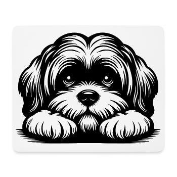 Lhasa Apso Kopf mit Pfoten - Mousepad (Querformat) - Weiß - Vorne