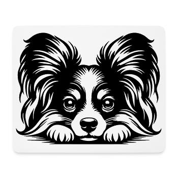 Papillon Head with Paws - Mouse Pad (horizontal) - white - Front