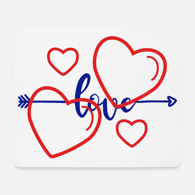 Heart and love - Mouse Pad (horizontal) - white