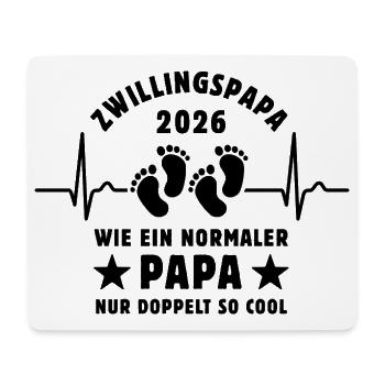 Zwillingspapa 2026 - Cooler Papa - Vatertag - Mousepad (Querformat) - Weiß - Vorne