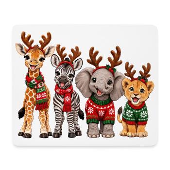 Safari Tiere mit Rentiergeweih zu Weihnachten - Mousepad (Querformat) - Weiß - Vorne