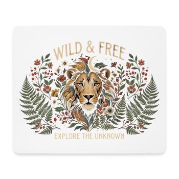 Löwe wild und frei - Mousepad (Querformat) - Weiß - Vorne