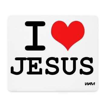 i love Jesus - couleurs personnalisables - Tapis de souris (format paysage) - blanc - Devant