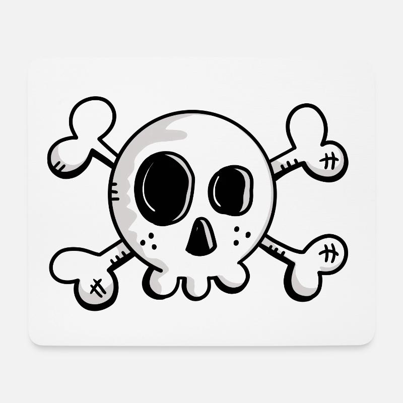Kleiner Totenkopf mit gekreuzten Knochen - Mousepad (Querformat) - Weiß
