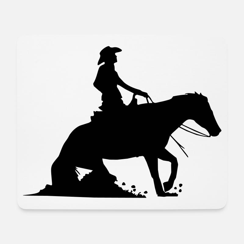 Pferdesport Westernreiten - Reining - Mousepad (Querformat) - Weiß