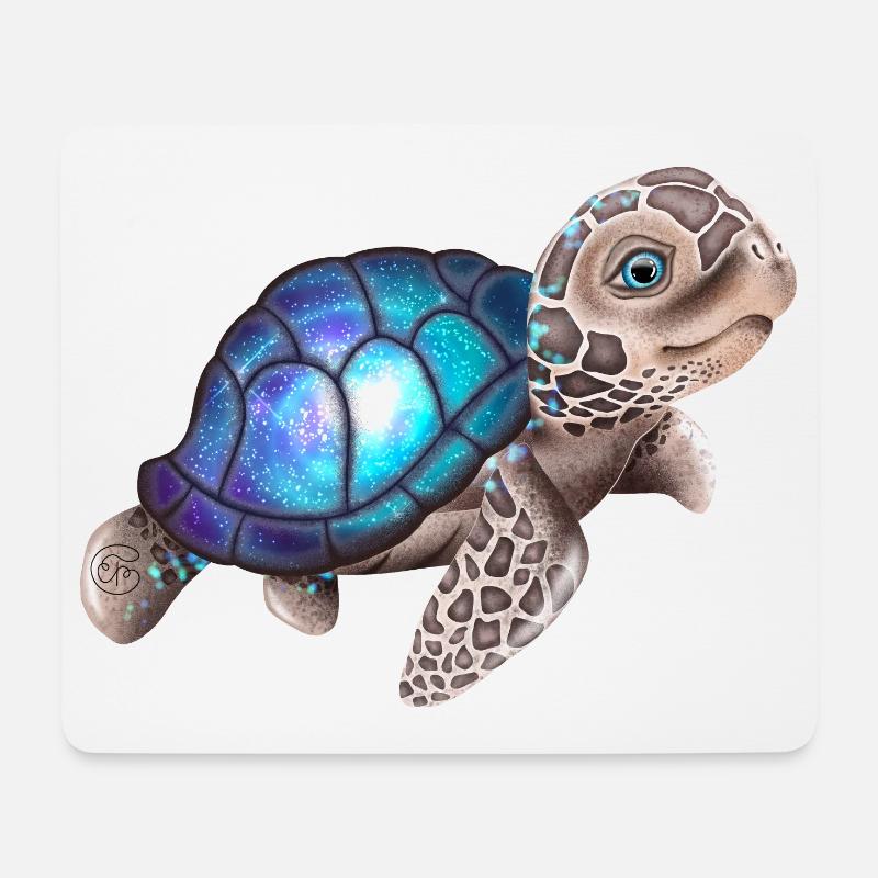 Schildkröte mit einer Galaxie - Mousepad (Querformat) - Weiß