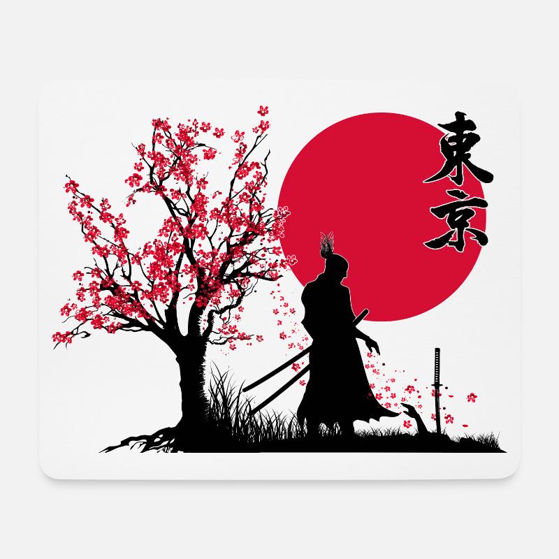 Samurai Shadow Slayer | HDR Graphics Japanese Art - Mouse Pad (horizontal) - white