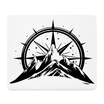 Compass With Mountain Silhouette - Mouse Pad (horizontal) - white - Front