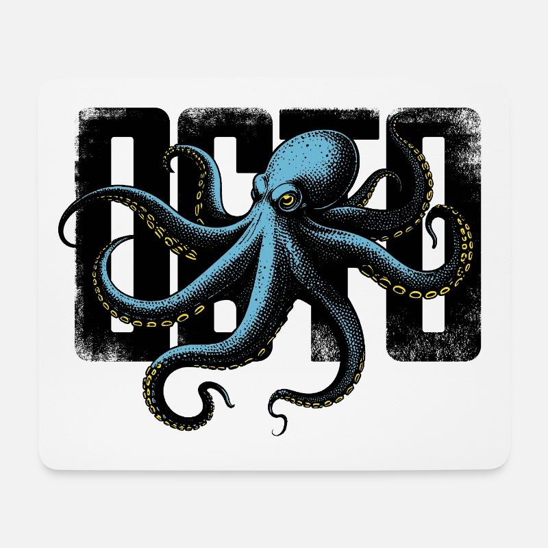 Stilisierter Oktopus - Mousepad (Querformat) - Weiß
