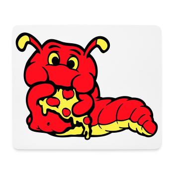 Raupe Wurm Glücklich Essend Pizza Salami Fast Food - Mousepad (Querformat) - Weiß - Vorne