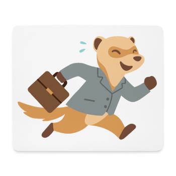 Furet en costume courant avec mallette - Tapis de souris (format paysage) - blanc - Devant