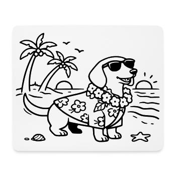Hawaii vacation dachshund vacation mode with dog - Mouse Pad (horizontal) - white - Front
