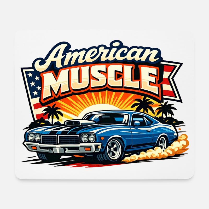 American_Muscle_3 - Tapis de souris (format paysage) - blanc