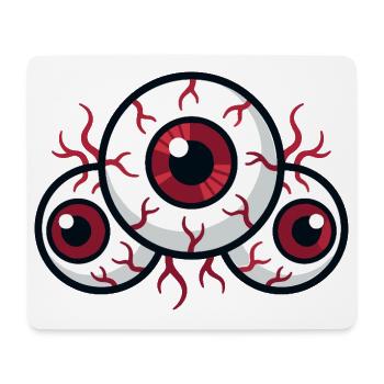 Unheimliche Augenäpfel mit roten Adern und dunklen Pupillen - Mousepad (Querformat) - Weiß - Vorne