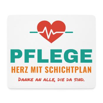 Pflege – Herz mit Schichtplan - Mousepad (Querformat) - Weiß - Vorne