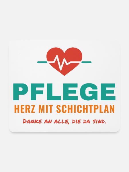 Pflege – Herz mit Schichtplan - Mousepad (Querformat) - Weiß