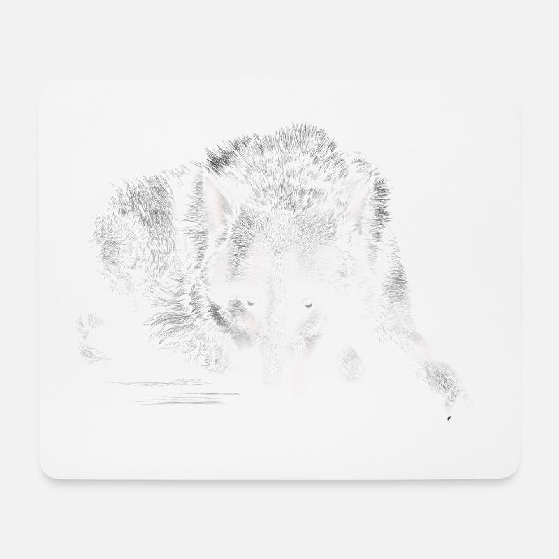Wolf - Mousepad (Querformat) - Weiß