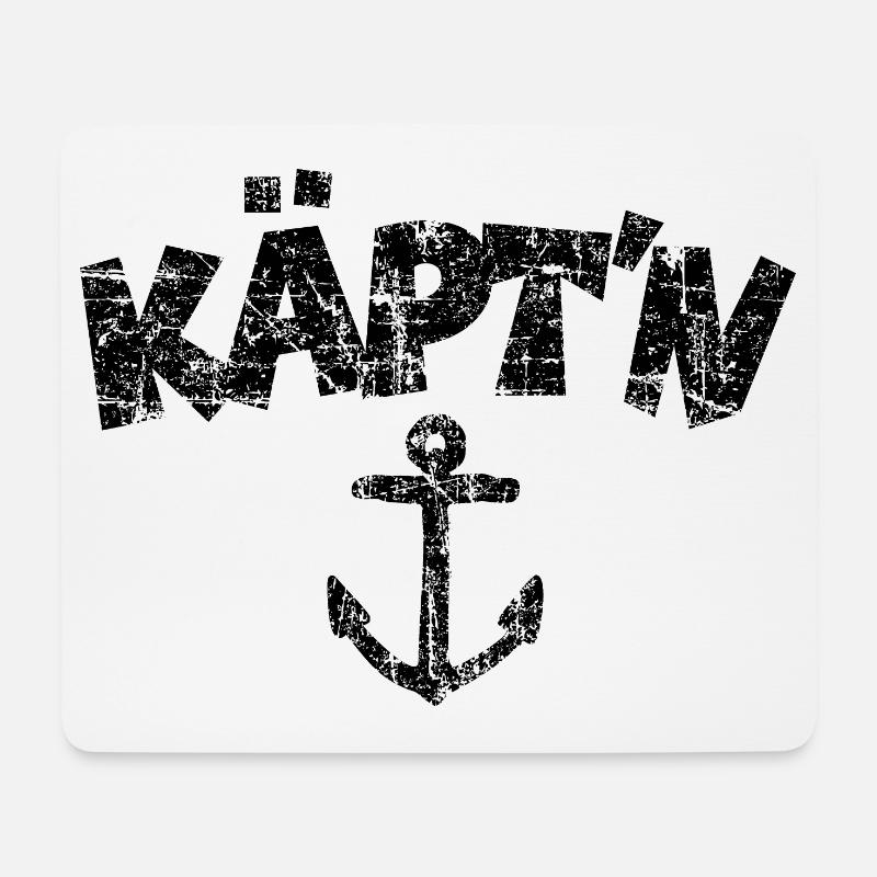 Käpt'n Anker Vintage (Schwarz) Kapitän Boot Segeln - Mousepad (Querformat) - Weiß