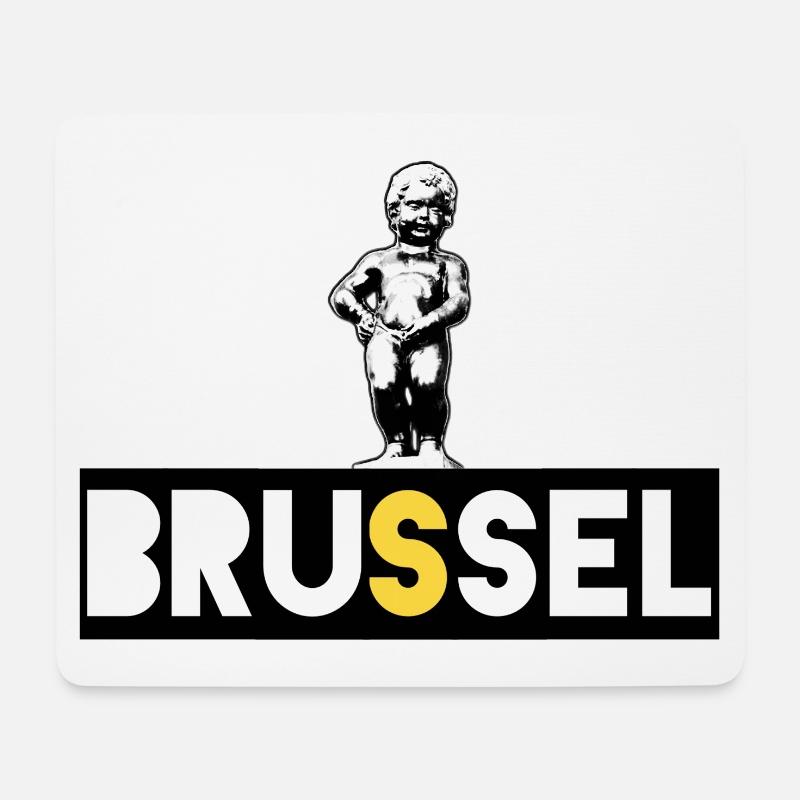 Bruxelles Manneken Pis - Tapis de souris (format paysage) - blanc