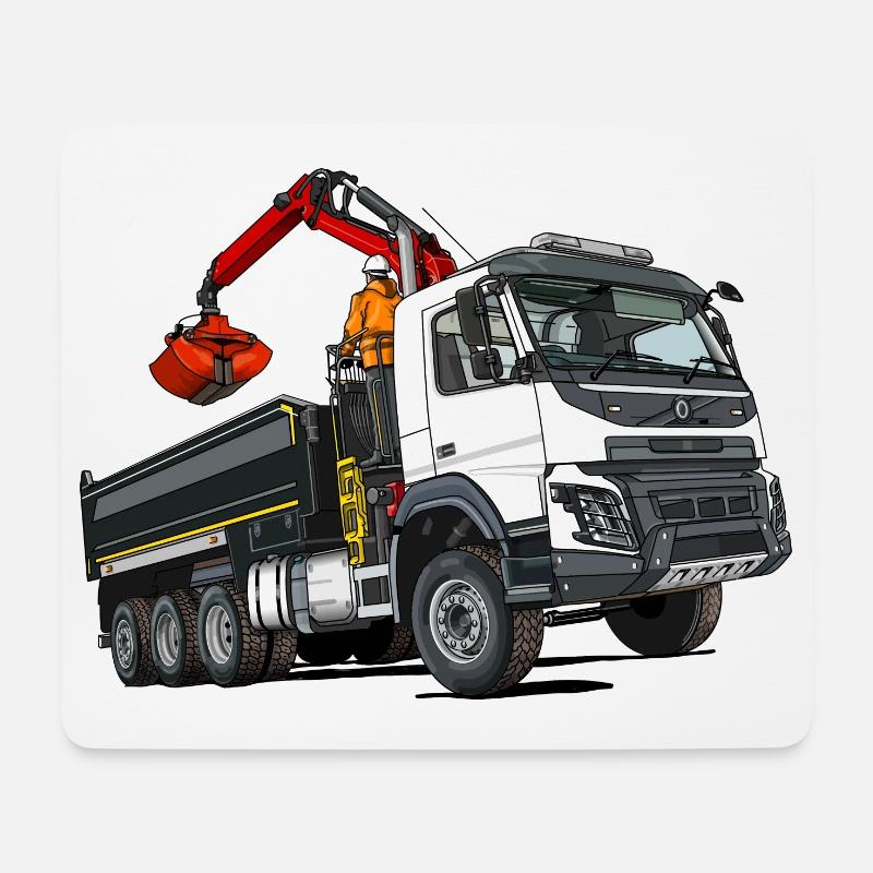LKW mit Kran - Mousepad (Querformat) - Weiß