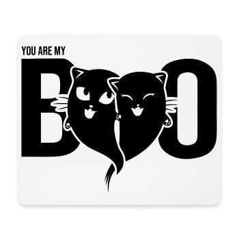 Cat Ghost - Tu es mon boo - Cœur - Halloween - Tapis de souris (format paysage) - blanc - Devant
