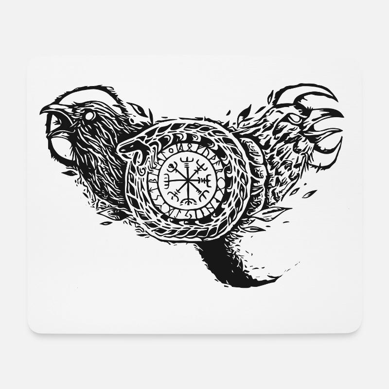 Raben Wikinger Schlange - Mousepad (Querformat) - Weiß