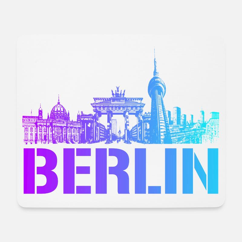 Berlin Skyline mit Berliner Wahrzeichen - Mousepad (Querformat) - Weiß