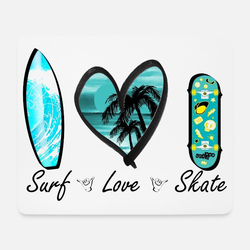 surfen lieben skaten welle herz - Mousepad (Querformat) - Weiß